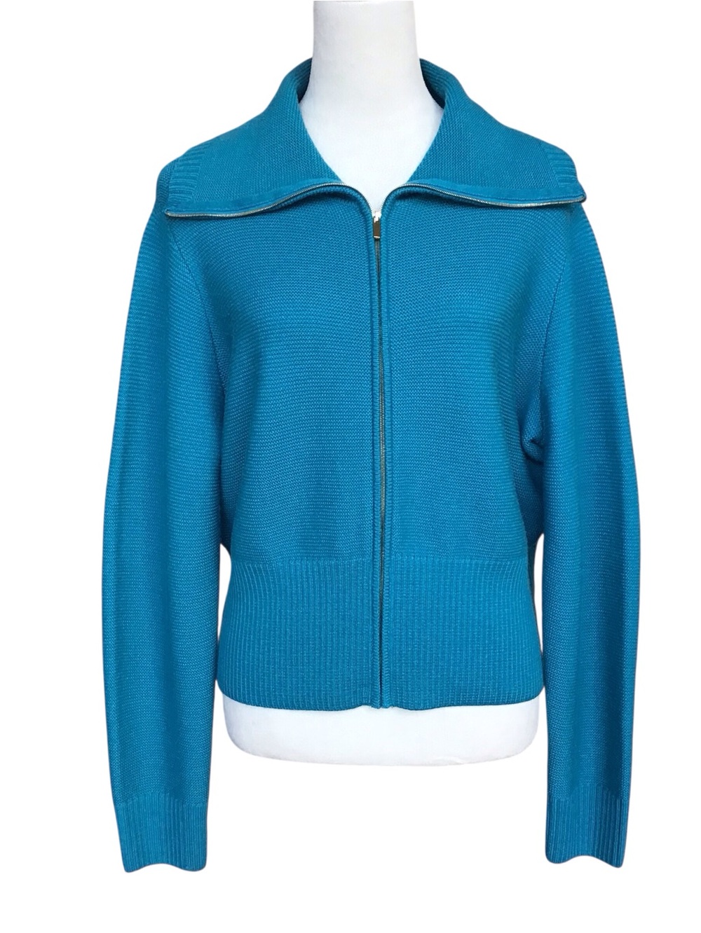 St John Wool Knit Zip Cardigan Sweater